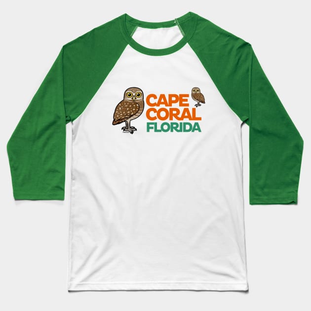 Cape Coral Florida Burrowing Owls Baseball T-Shirt by birdorable